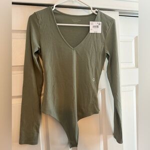 American Eagle sage green color ribbed long sleeve body suit